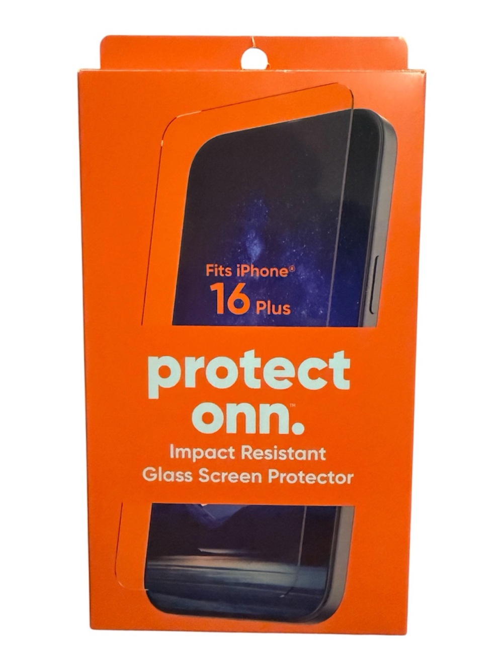 onn. Protect Impact Resistant Glass Screen Protector for iPhone 16 Plus - Orange